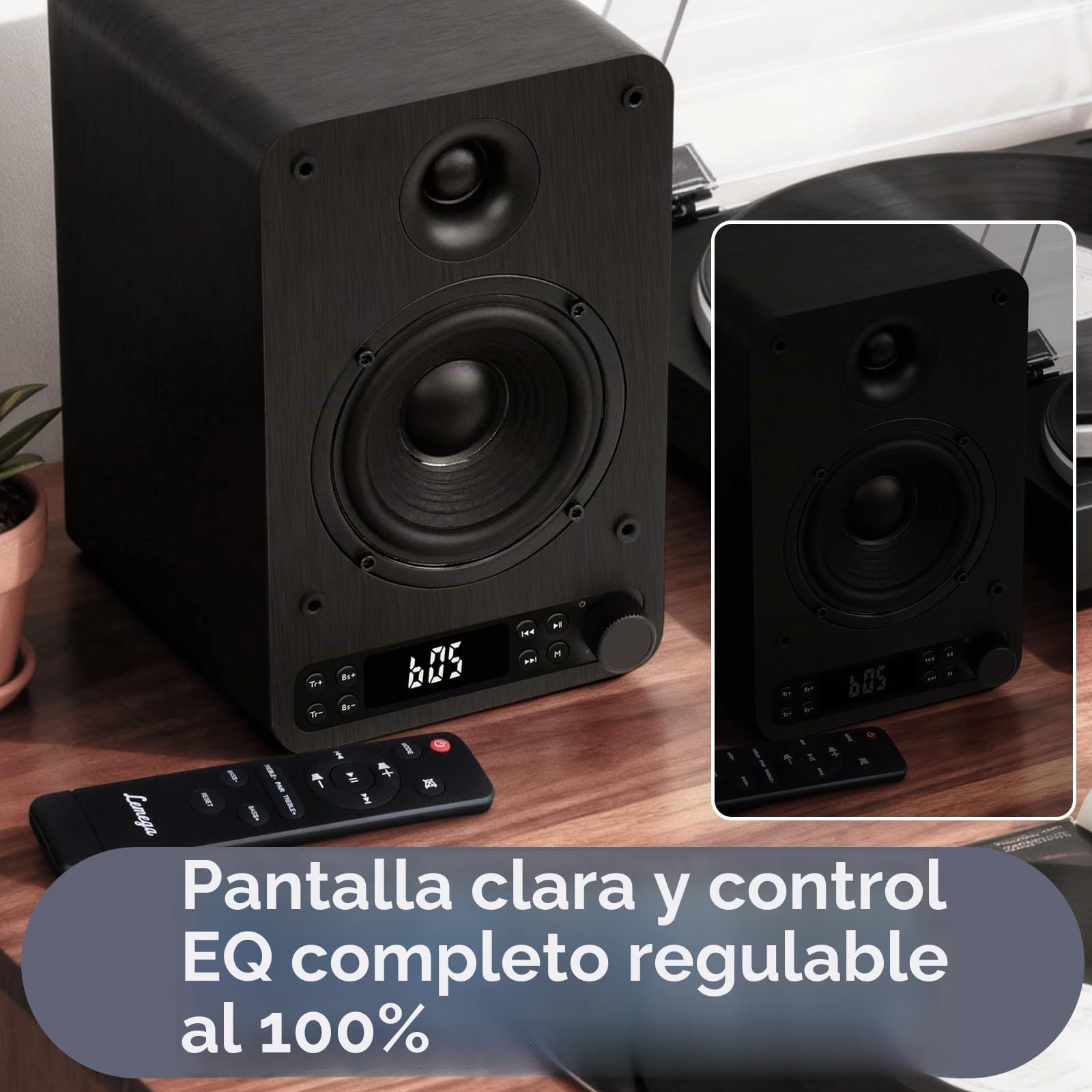 LEMEGA Core X1 - Altavoces de estantería – Par activo de 40 W con transmisión Bluetooth, altavoces HDMI ARC para TV, entradas ópticas/USB/AUX/RCA, pantalla LED completa, control de graves y agudos