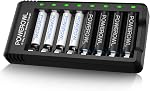 Remboursé AA Batteries avec chargeur, POWEROWL 8 Boîte de 2800mAh Batteries Ni-MH Double A à faible décharge à haute capacité avec Smart 8 Chargeur de batterie Bay (USB Chargement rapide, Fente indépendante)