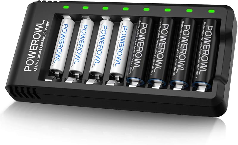Rechargeable AA and AAA Batteries with Fast Charger, High Capacity NiMH - 4 x 2800mAh AA & 4 x 1000mAh AAA