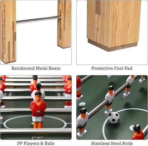 Miniatura 3 de Mesa de futbolín de 48 pulgadas, mesa de juego de madera para interiores con 2 bolas, tamaño de competencia y fútbol de mesa para múltiples personas