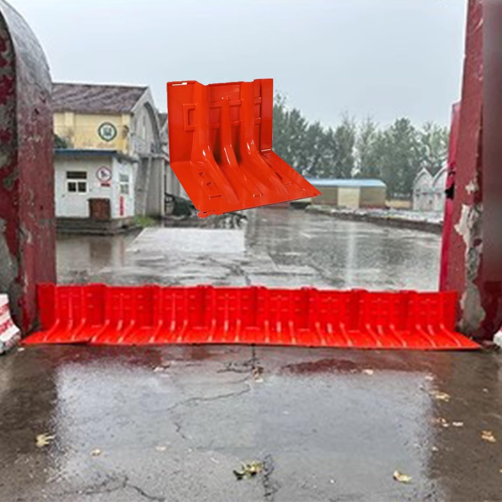 Removable temporary dam Flood Protection Barrier, Red ABS Flood Wall L-type Flood Control Board Underground Garage Waterproofing For River Diversion LLHFSW (Color : Red, Size : 2pcs)