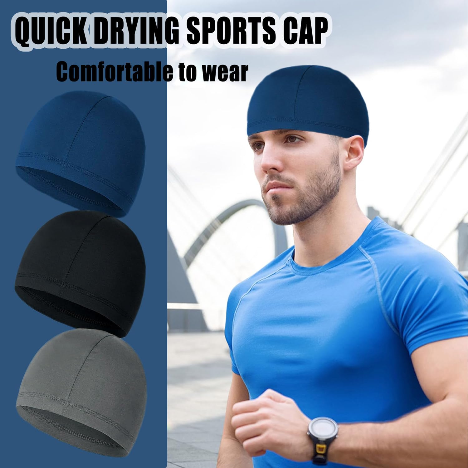 3 Piezas Transpirables Absorbentes del Sudor Ciclismo Skull Cap Correr Hat Sombrero de Casco Gorra Calavera Gorra Calavera