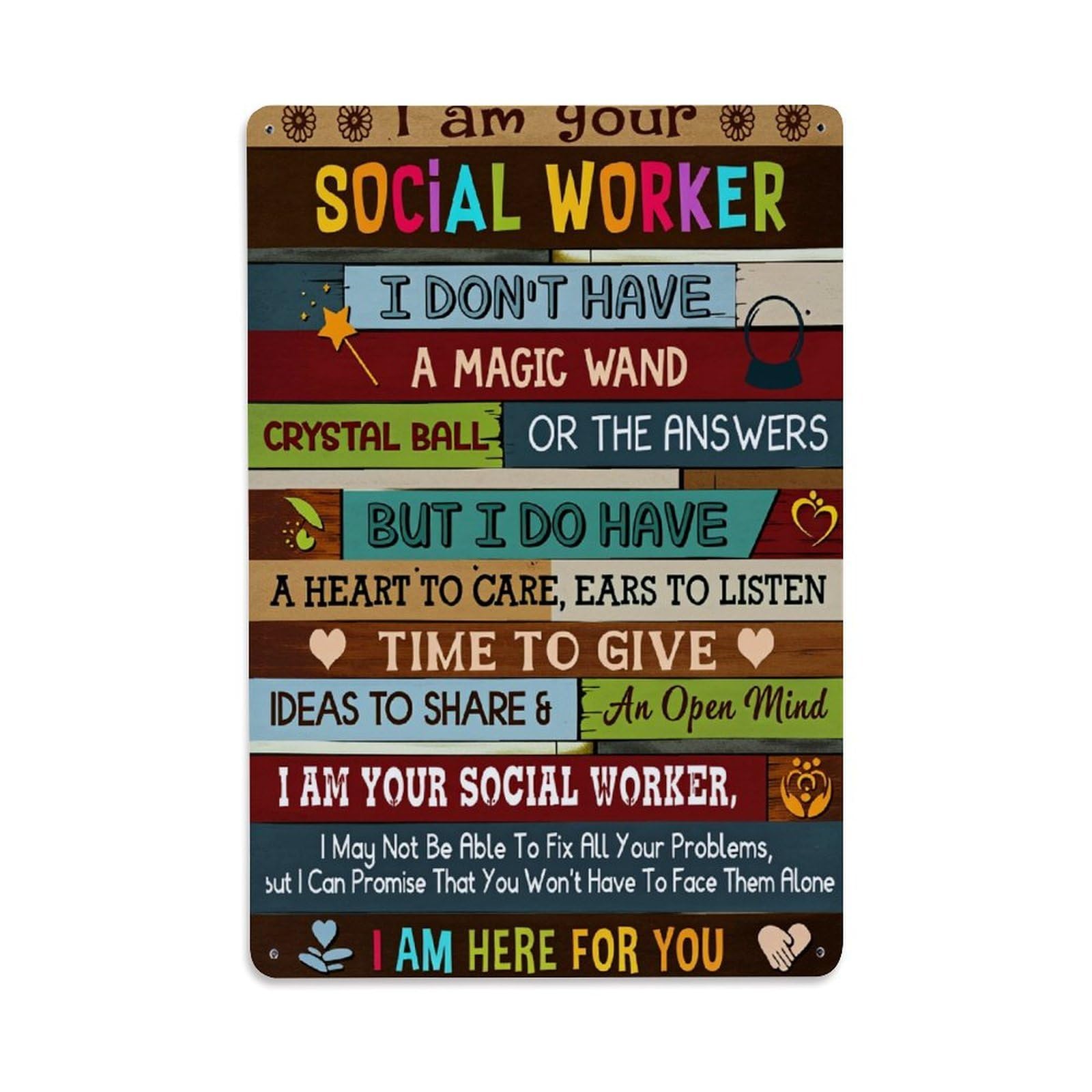 Enderetf Vintage Social Worker Heart Care Listen Tin Sign Metal Poster, Home Bar Garage Man Cave Cafe Indoor & Outdoor Wall Decoration 8X12inches