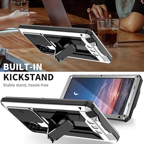 Miniatura 2 de Miimall Funda para Samsung S24 Ultra Metal, S24 Ultra de grado militar con protector de pantalla integrado, soporte y cubierta de lente, fundas