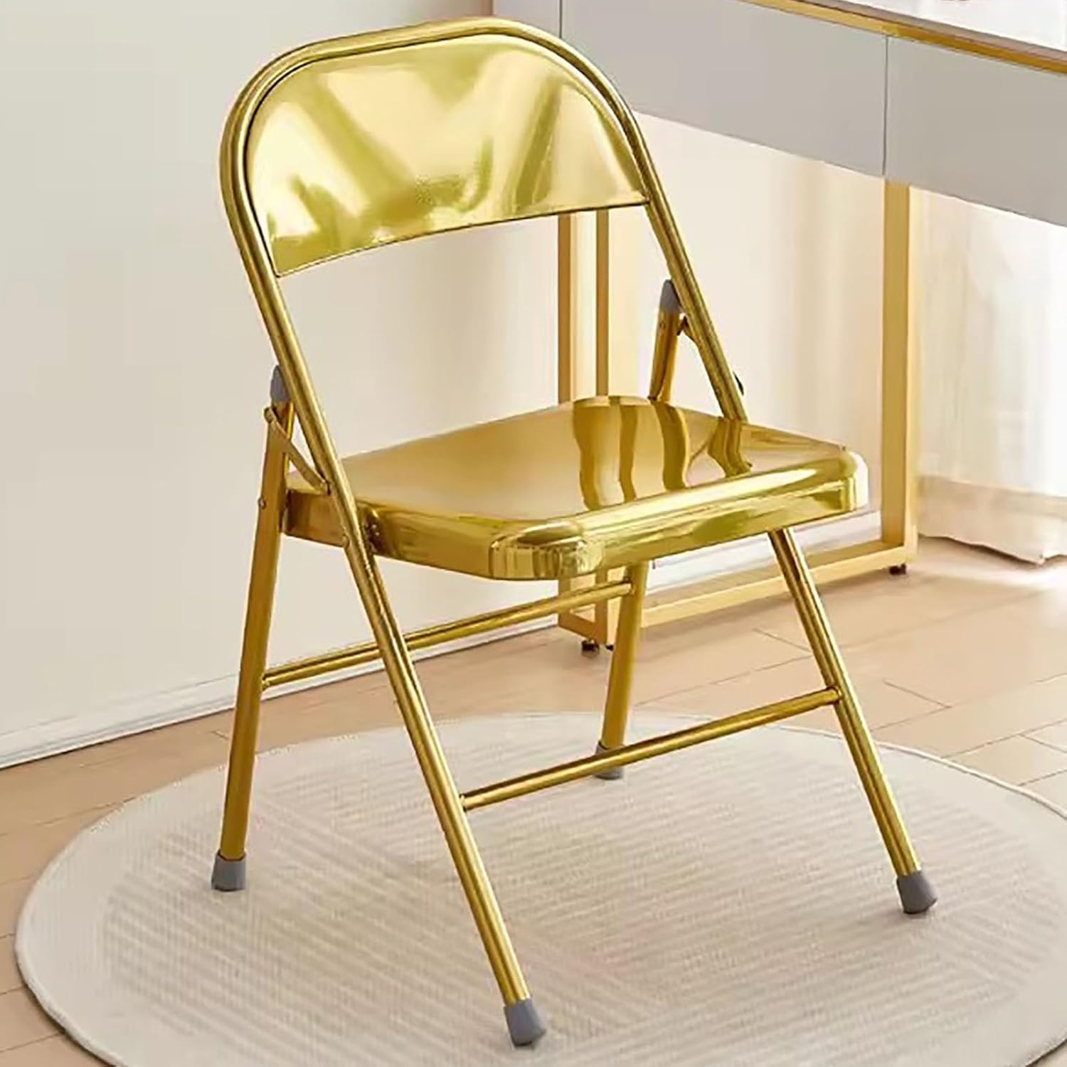 Folding Chair, Portable, Outdoor Folding Chairs with Steel Frame and Contoured Backrest for Indoor or Outdoor Events(Golden)