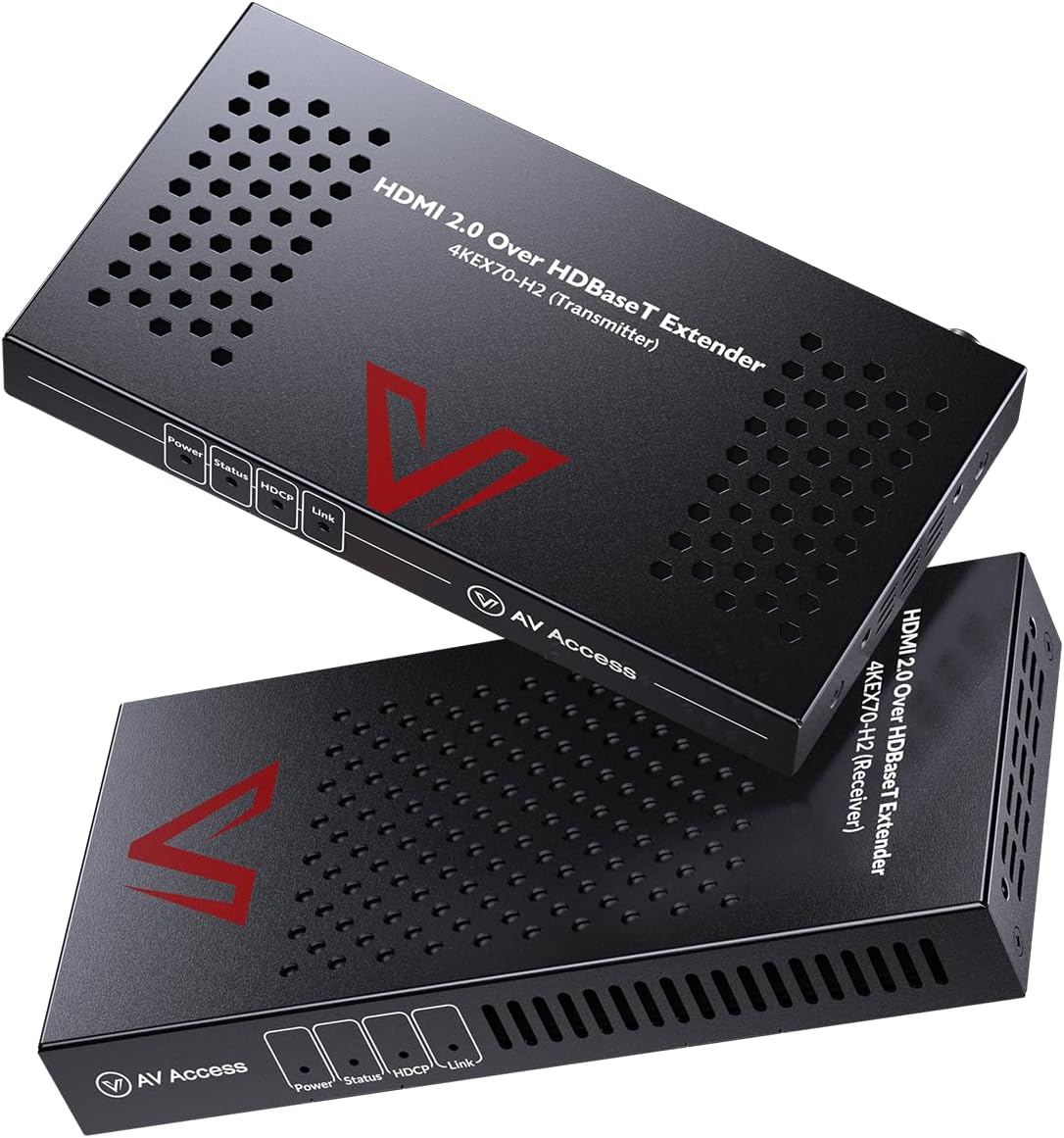AV Access HDMI Extender Over Cat6a/7 4K@60Hz 4:4:4 HDR, HDBaseT 230ft Long Distance, PoE, IR Remote Control, RS232, HDCP 2.2 for TV, Projector, Conference Room(4KEX70-H2)