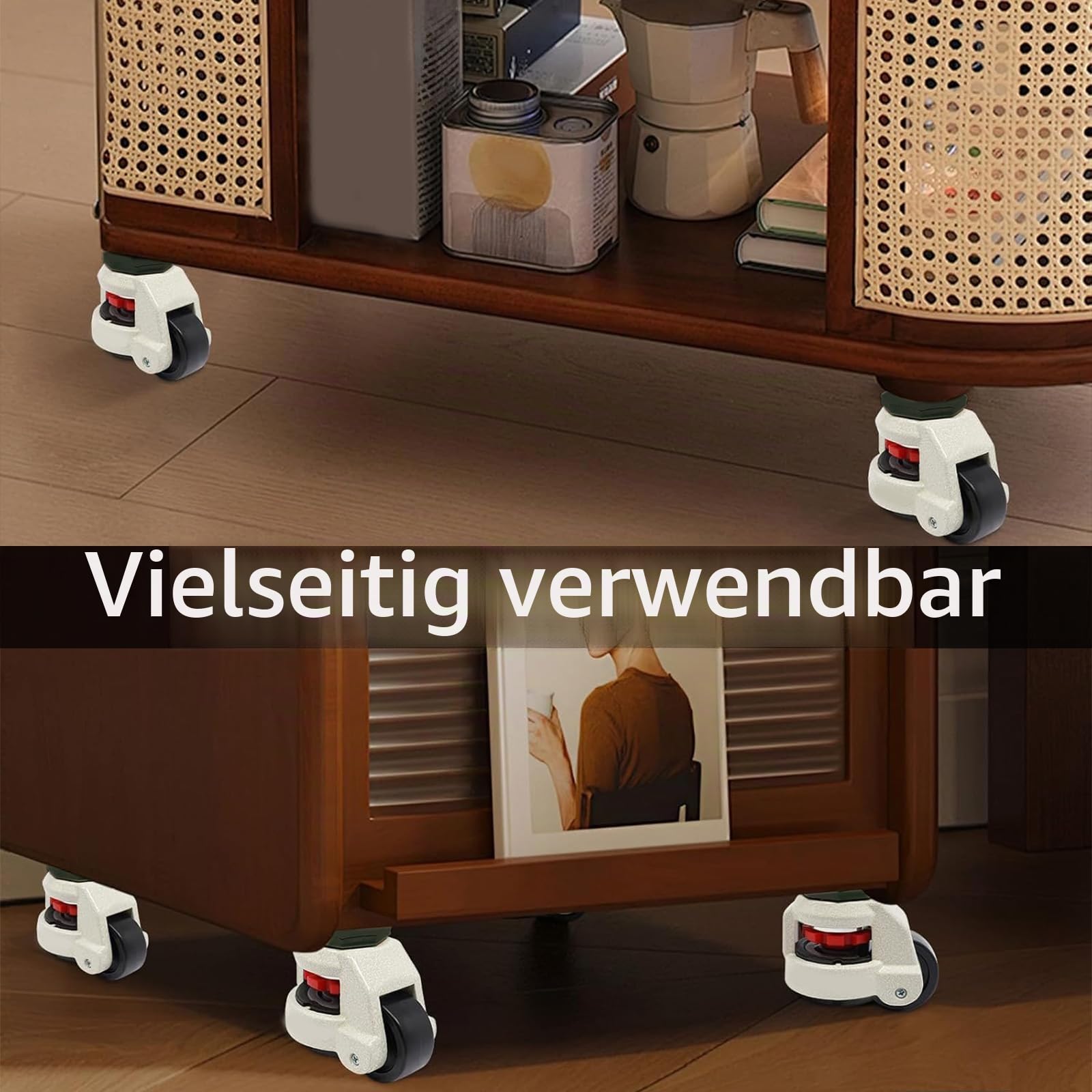 4er Set Schwerlastrollen, Rollen für Möbel Schwerlast Gesamtkapazität 2000KG Transportrollen M12 x 30 mm Versenkbare Möbelrollen 360 Grad Lenkrollen für Werkbänke Möbel Schwerlast