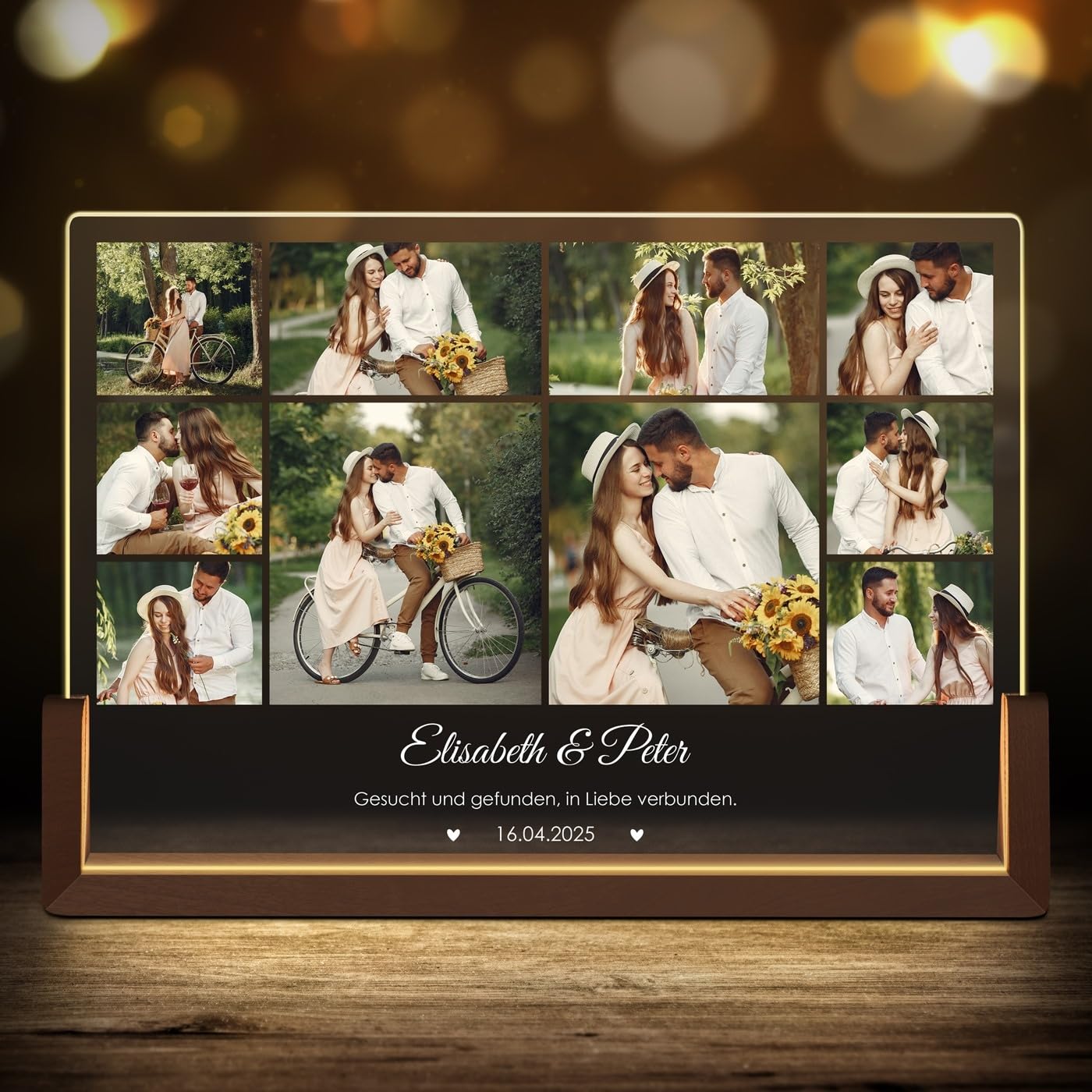 Maverton horizontales LED Acrylglas mit Foto - Deko Nachtlicht - Glasbild mit LED-Beleuchtung - Hochzeitsgeschenke für Brautpaar - personalisierte Geschenke für Frauen und Männer zum Geburtstag