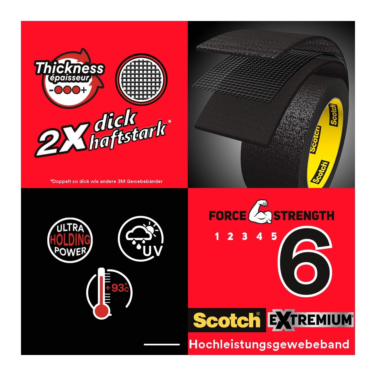 Scotch Ruban adhésif de réparation pour plastiques 25 m x 48 mm noir