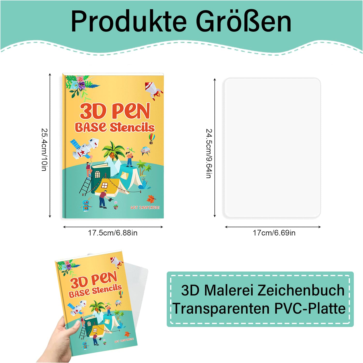 LEMONSTONE Książka rysunkowa do druku 3D z przezroczystą płytką, 42 arkusze, 65 wzorów, szablony wielokrotnego użytku, dla dzieci, do pisania 3D, dla dzieci, DIY, do malowania prezentów, graffiti