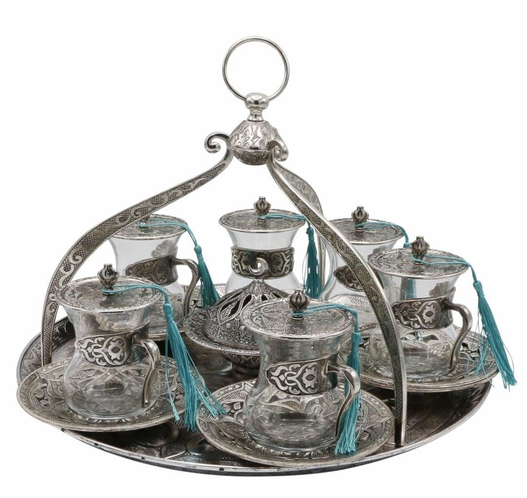 Amazon.co.jp: Traditional Ottoman Style Turkish Tea Set for 6 with