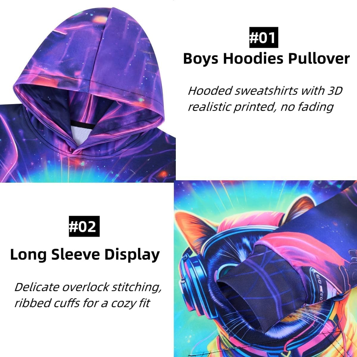 Idgreatim Kids 3D Graphic Pullover Hoodies Warm Thick Hooded Sweatshirt for Boys Girls 6-16 Years - Image 7