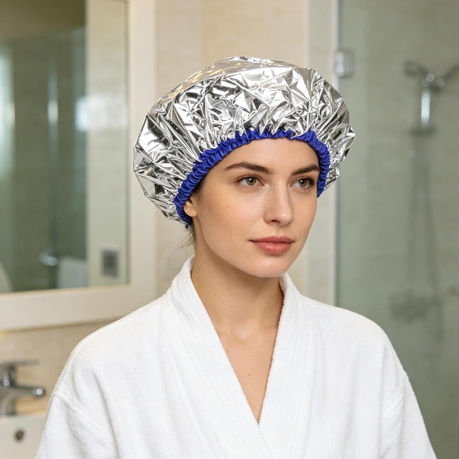 Baluue 2pcs Creative Hair Care Cap for Deep Conditioning Self-Heating Design for Home Salon Use Lightweight Foil Hair Treatment Hat Dyeing