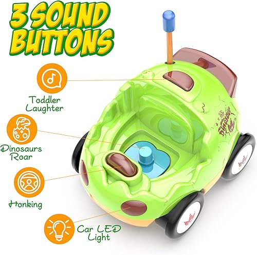 Miniatura 3 de Yeaye Auto a control remoto para niños pequeños, paquete de 2 autos a control remoto, autos de dibujos animados para niños de 18 meses, juguetes
