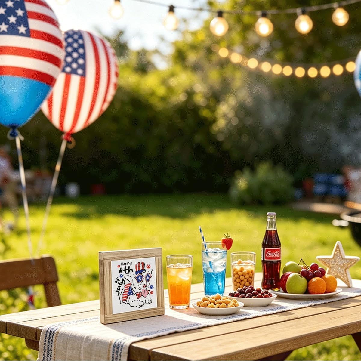 4th of July Dog Wooden Box Sign, Patriotic Tiered Tray Tabletop Decoration for Home Desk Shelf American Flag Pet Lover Gift Decor image 5