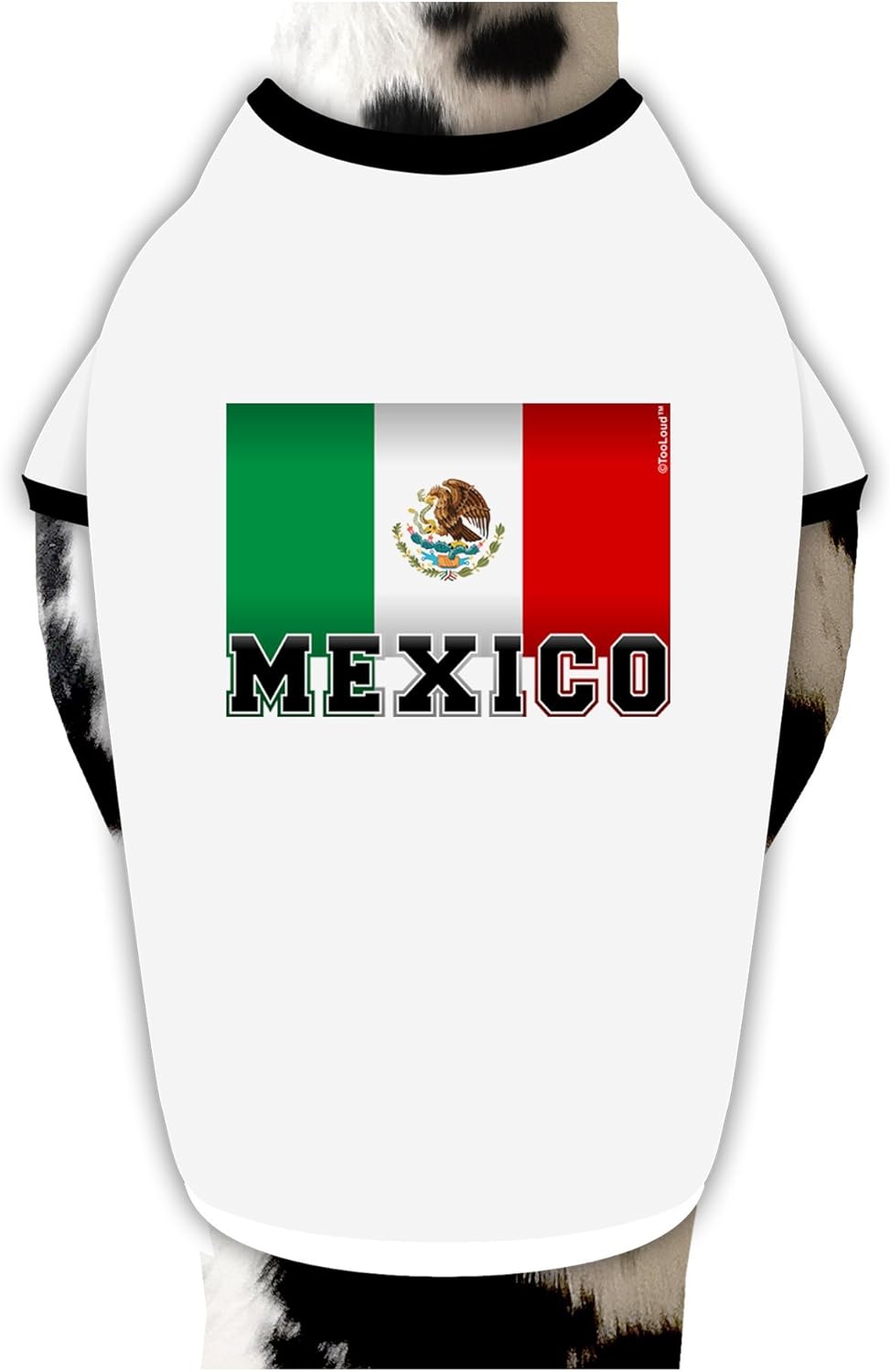 TOOLOUD Mexico Flag Dog Shirt White with Black XL