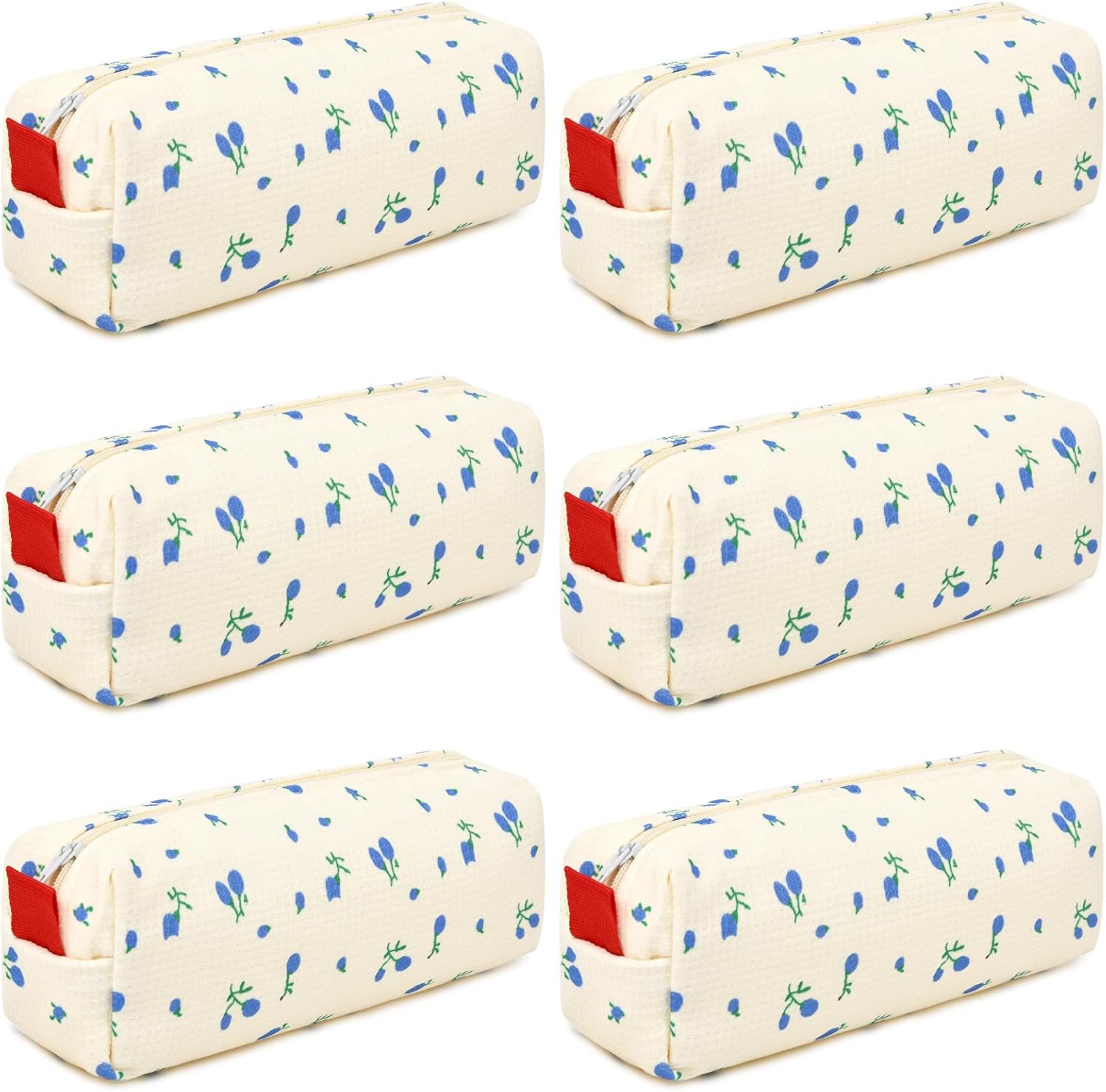 SOIDRAM 6 Pcs Makeup Bag Preppy Cosmetic Bag Bulk Floral Makeup Pouch Personalize Travel Toiletry Bag Organizer Cute DIY Makeup Brushes Storage Bag for Women