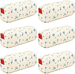 SOIDRAM 6 Pcs Makeup Bag Preppy Cosmetic Bag Bulk Floral Makeup Pouch Personalize Travel Toiletry Bag Organizer Cute DIY Makeup Brushes Storage Bag for Women