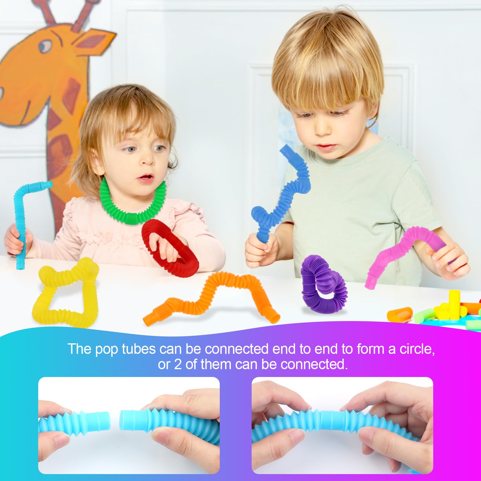 24 Pop Tubes Anti-Stress - Jouets Sensoriels Multicolores - Tuyaux Extensibles Pour Enfants Et Adultes