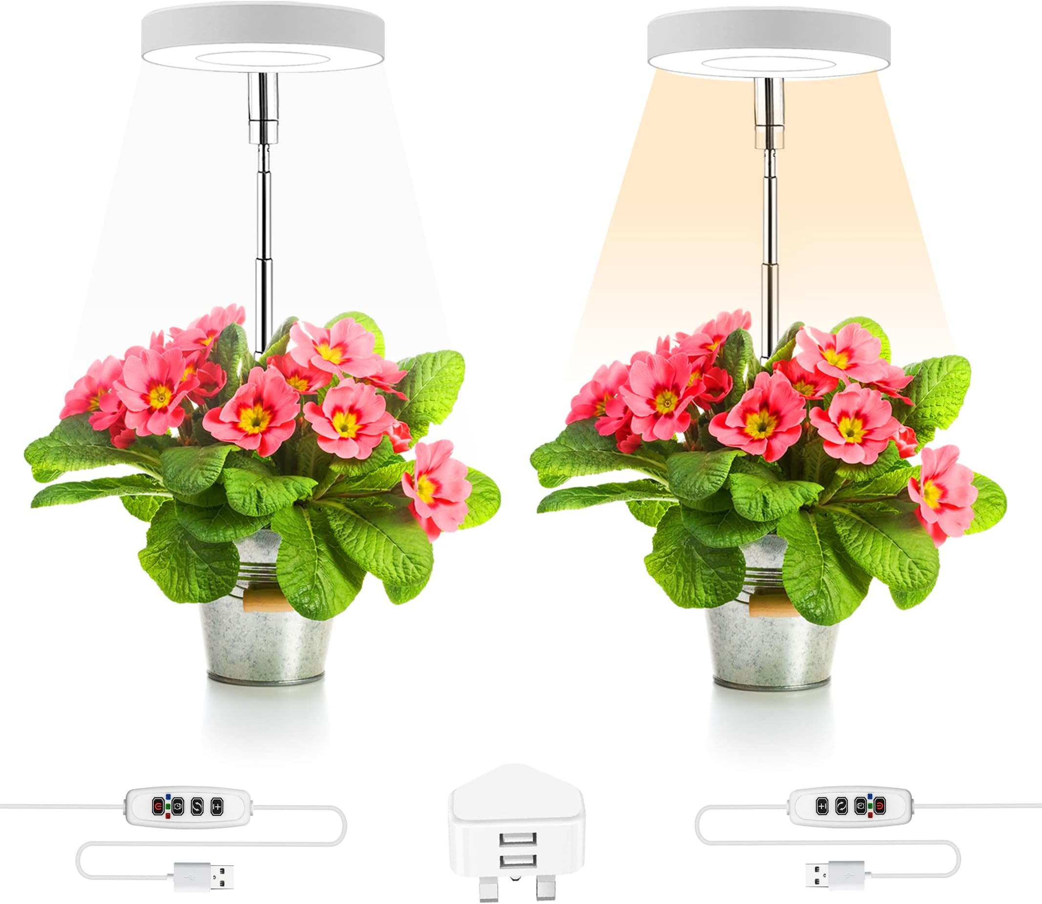 SZMDLX Plant Grow Lights, LED Grow Lights for Indoor Plants, Upgrade Plant Lights with Dimmable Brightness Timer Growing Lamp for Indoor Plants Succulent Seedling Growth (2 Pack)
