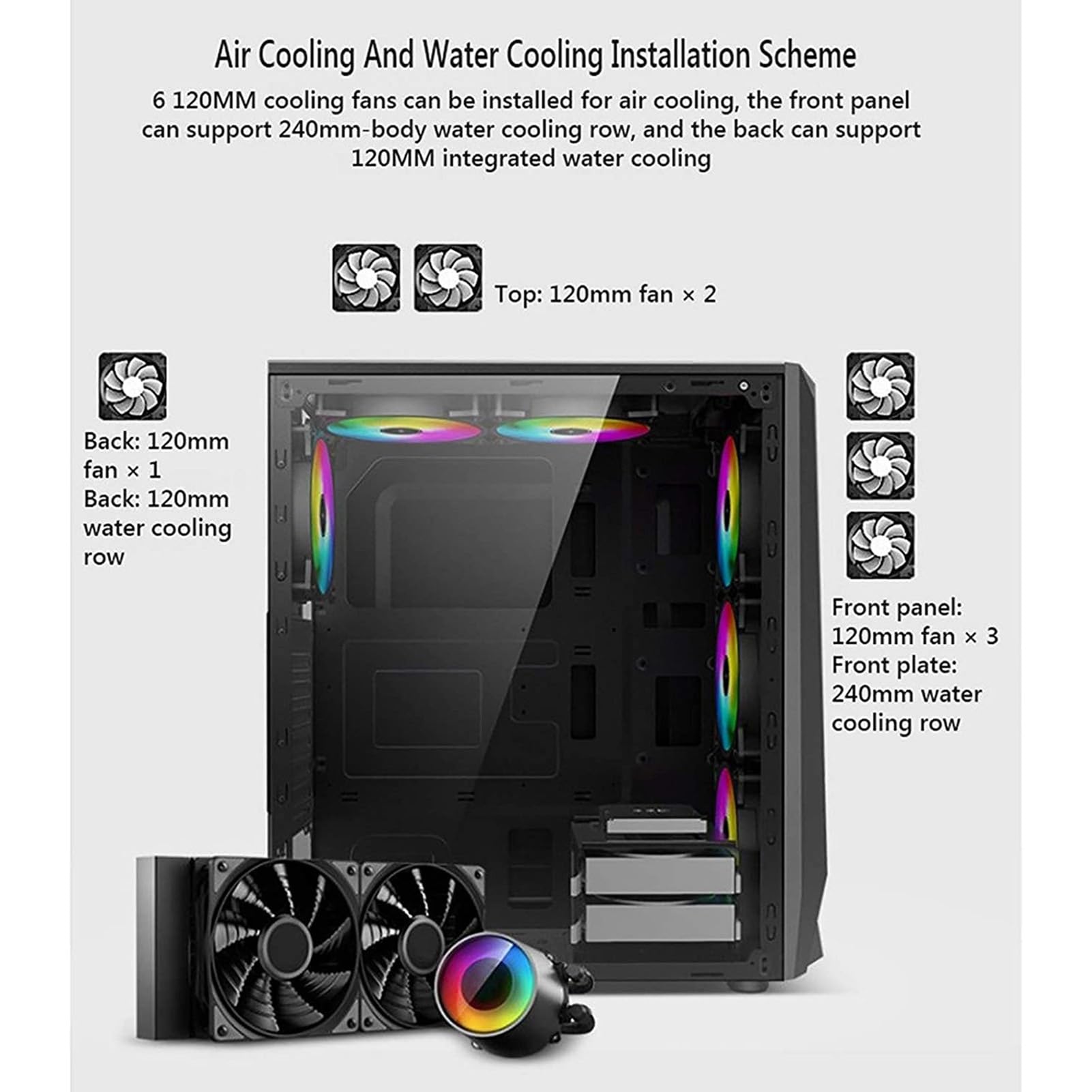 Obudowa Komputera Typu Mid-Tower E-ATX/ATX/M-ATX, Panel Boczny Ze Szkła Hartowanego, Przedni Panel Z Siatki, Obudowa Komputera Stacjonarnego, Tryb Oświetlenia RGB(Black)