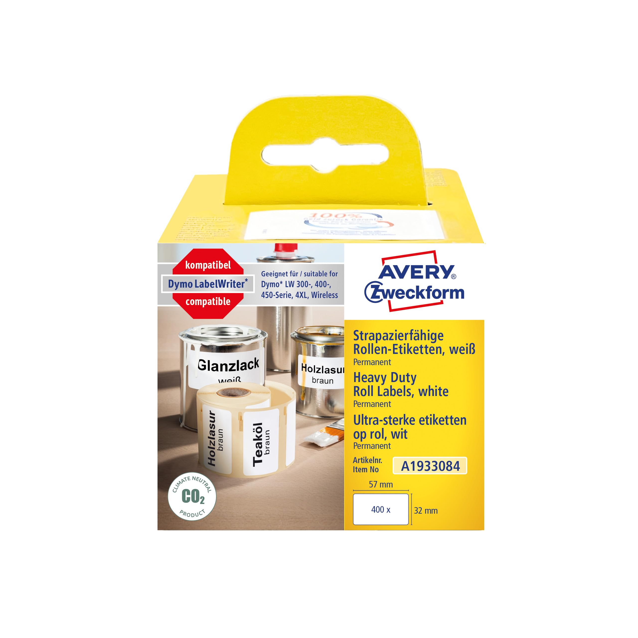 AVERY - 400 Étiquettes Ultra-Résistantes en Rouleau - Imprimante Dymo Label Writer - Format 57 x 32mm