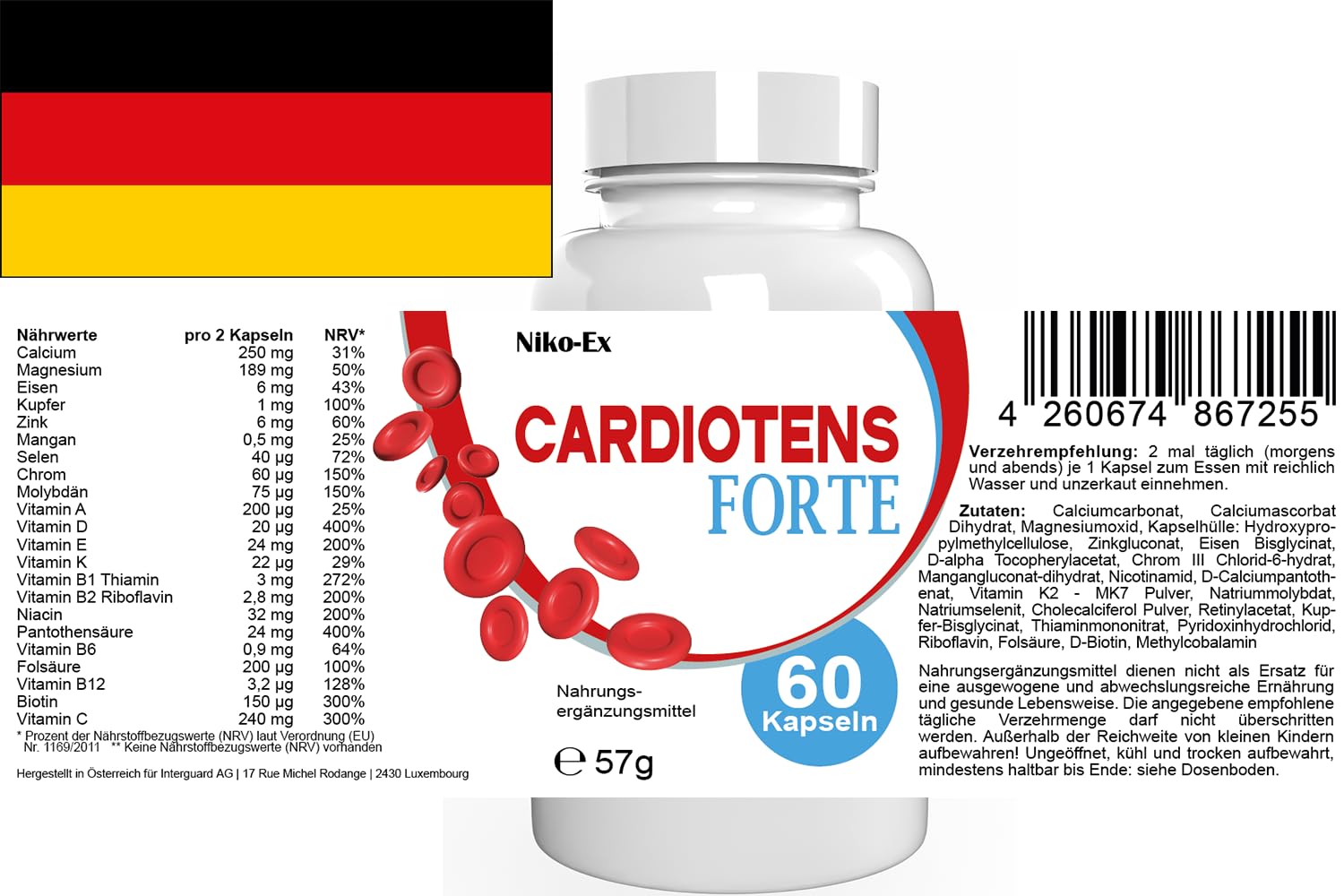 Cardiotens Forte - 120 Cápsulas (2x 60 Cápsulas), Paquete de 2