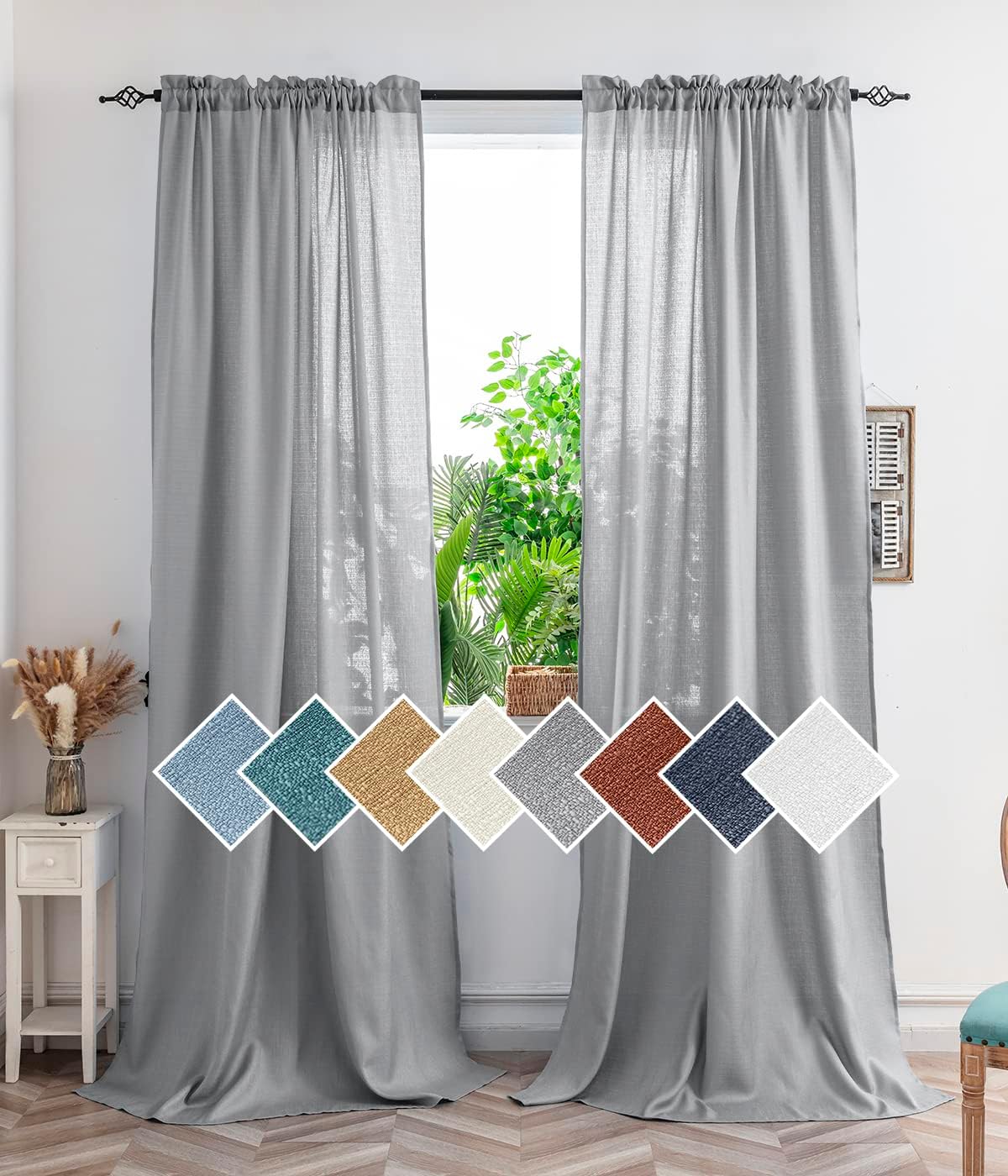 Yancorp Light Grey Curtains 96 Inch Length for Living Room
