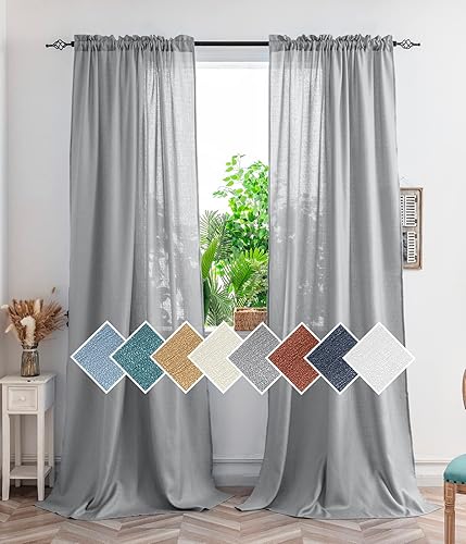 Miniatura 68 de Yancorp Khaki Kitchen Tier Curtains - 36 Inch Linen Textured Short Farmhouse Cafe Curtains for Small Windows in Bathroom or Laundry Room