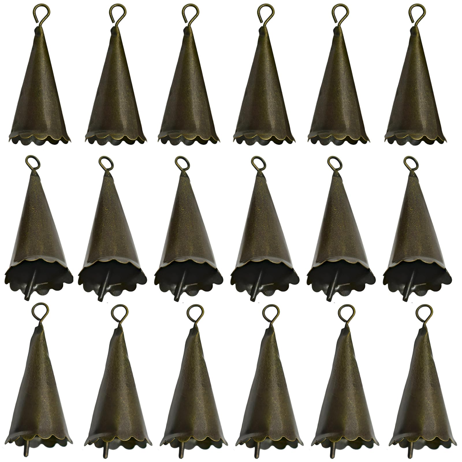 Pinenjoy 18Pcs Vintage Witch Bells with Floral Border Small Bronze Feng Shui Bell for DIY Home Garden Door Hanging Wind Chimes Car Pet Collar Pendant