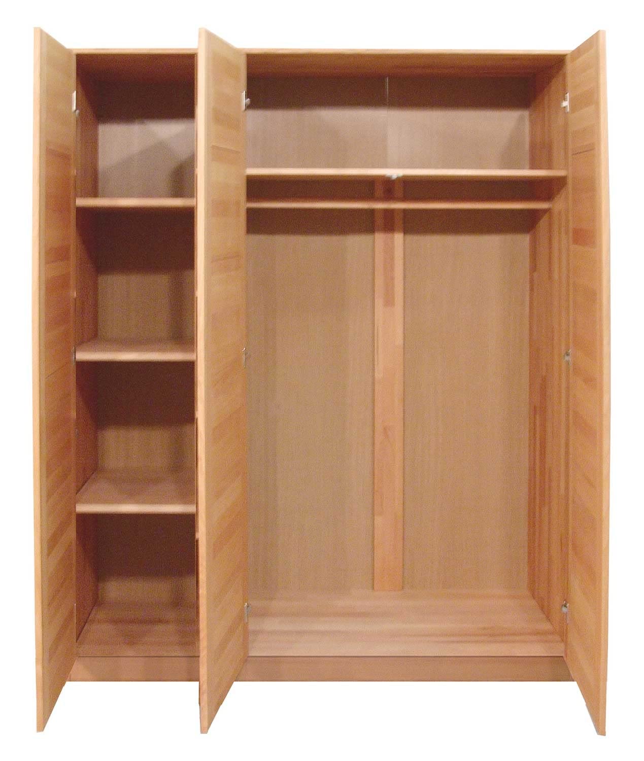 Armadio porte in legno di faggio massello naturale oliato a 3 ante Tollo