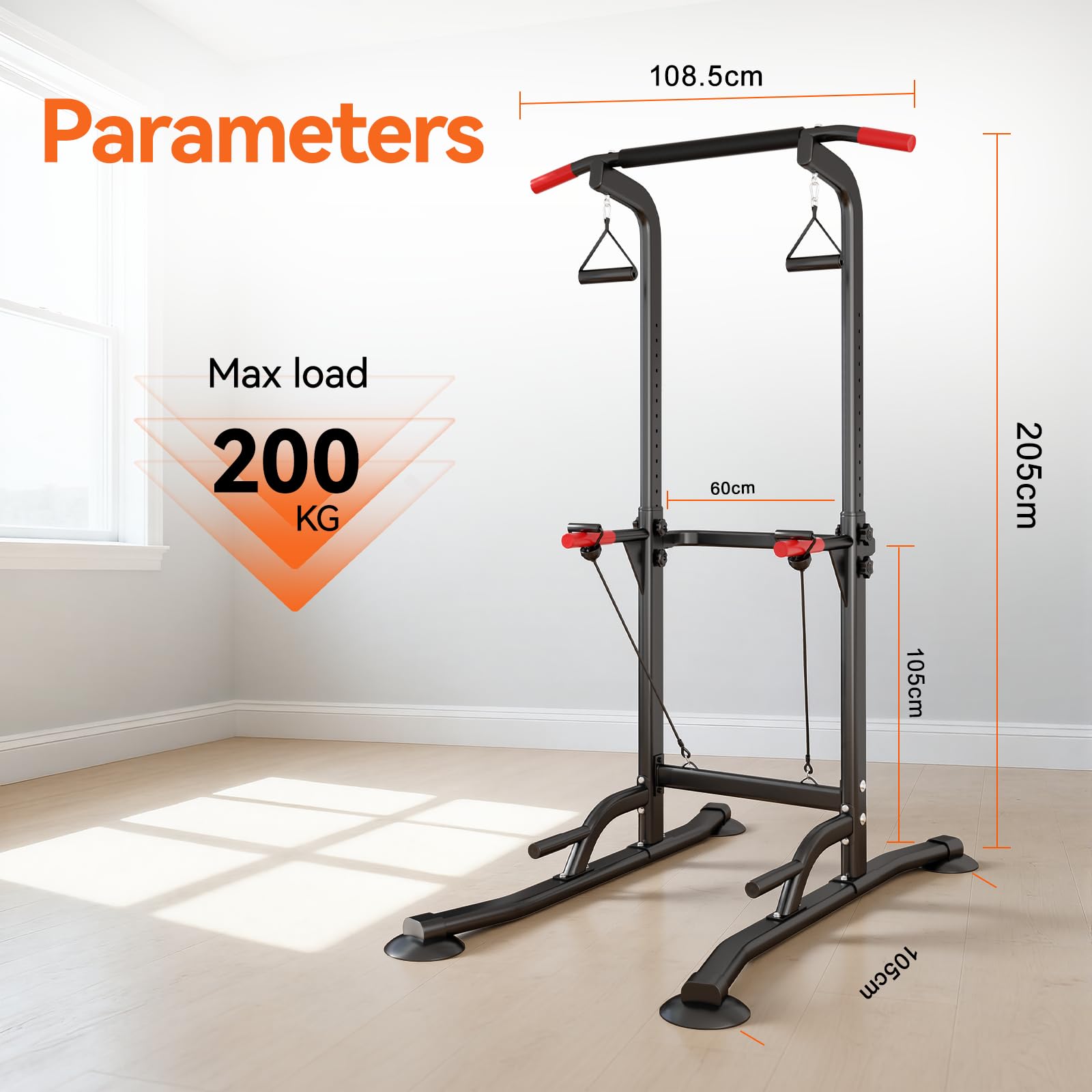 Power Tower Dip Station | Barra per trazioni | Supporto 200 kg | Stazione di allenamento e fitness | Rack di potenza per palestra domestica