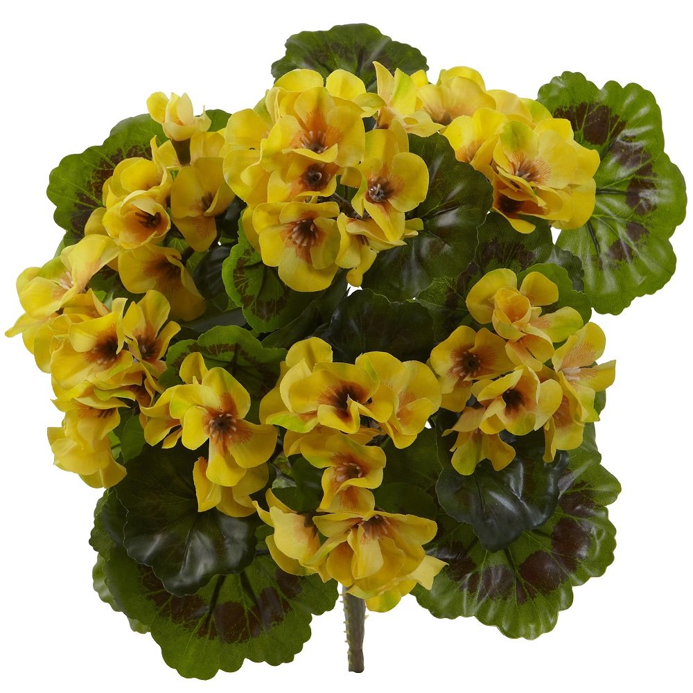 Nearly Natural Artificial UV Resistant, Geranium Bush, Set of 4 (Indoor/Outdoor), 14" Dx14 Wx13 H, Yellow, 4 Piece