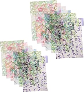 TEHAUX Fichário Divisores De Página Inseríveis Com Bolsos Divisores De Página 6 Anéis Divisores De Planejador Divisores De Pasta De Plástico Divisores De Flores Divisor De Arquivo