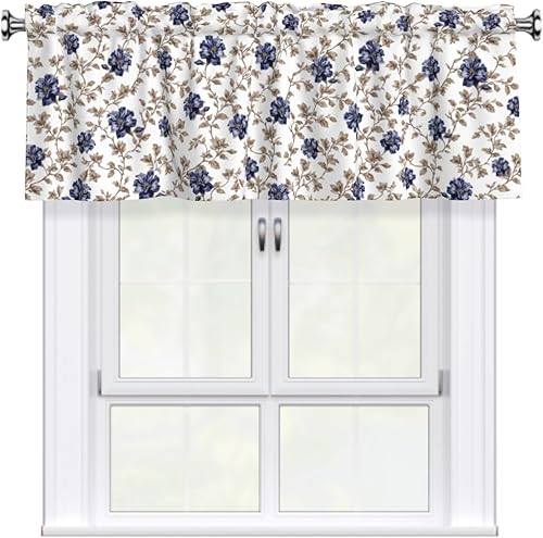 Miniatura 21 de Cenefa navideña para ventana - Cenefa de cortina de muñeco de nieve con bolsillo para varilla, árbol de Navidad, copo de nieve, tratamiento rojo