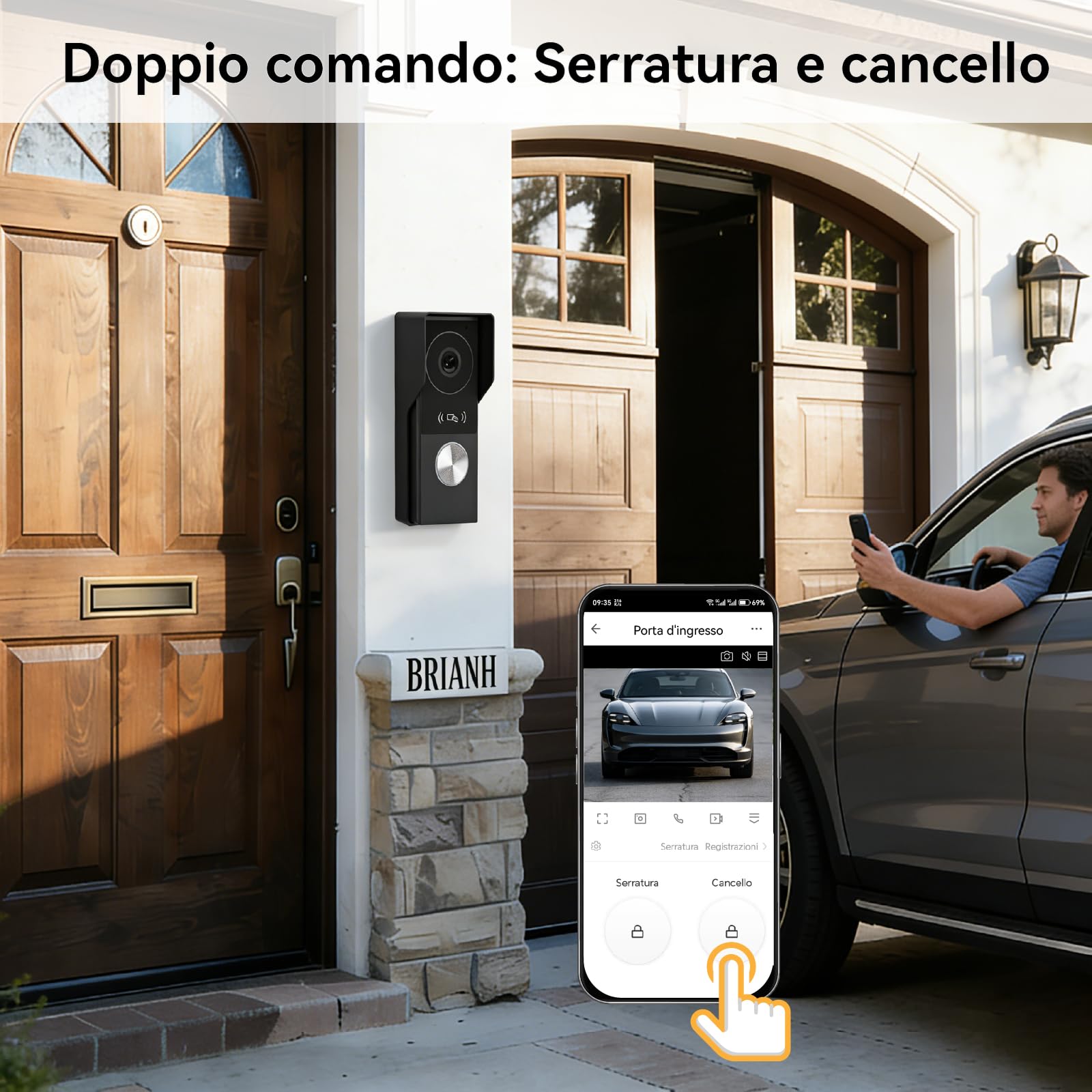 Videocitofono Connesso 2 fili, 7 Pollici Touch Monitor, 1080p, Audio Bidirezionale, Citofono con Sblocco Remoto, Rilevamento Umano,Visione Notturna