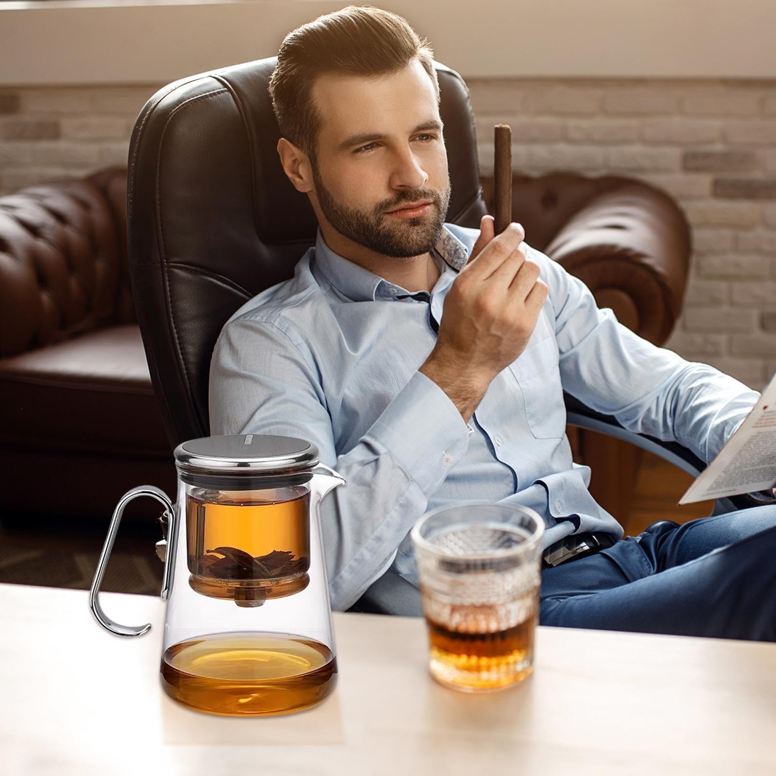 Teiera sfusa, teiera magnetica con colino e coperchio, teiera multifunzionale in vetro separazione 'acqua per tè in e foglie sciolte | Bollitore In Bollitore Trasparente Per Tè In , Tè Sfuso, Verde, Nero, Oolong, Caldo, Freddo, Senza BPA