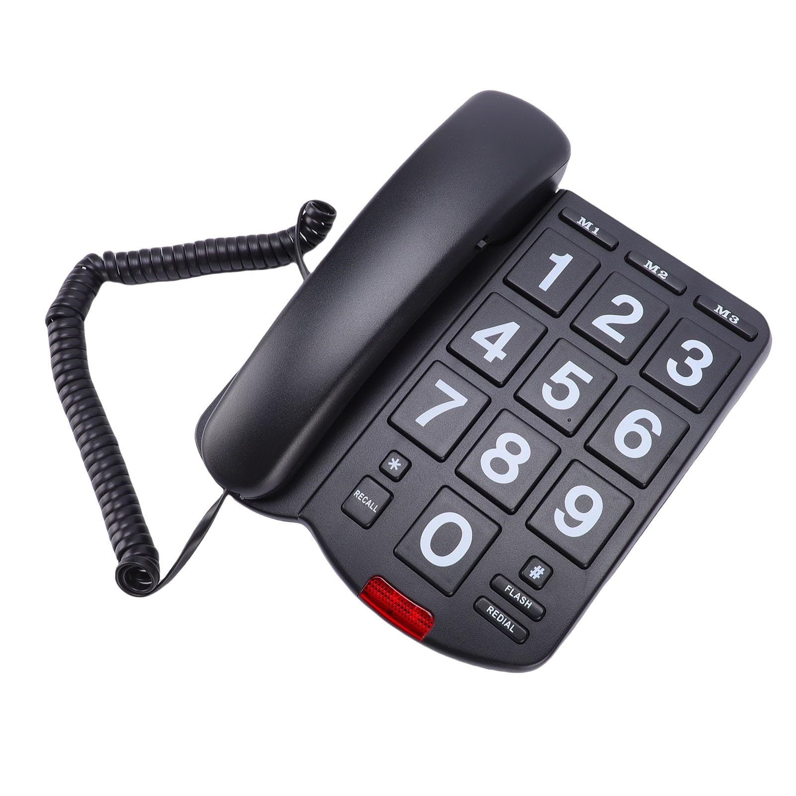 Naroote Telefono con Tasti Grandi, Telefono Fisso con Filo, Suoneria Forte da 110 DB con LED Lampeggiante, 3 Chiamate Rapide a un Tocco e Funzione di Ricomposizione, Ideale per Anziani e Persone con