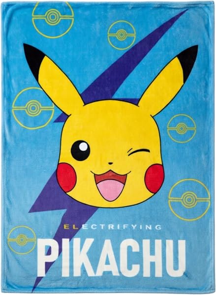 Pokémon Pikachu große Kuscheldecke, 150x200 cm oder 130x160 cm, sehr weich und flauschig, Waschmaschinengeeignet, Original Design (Dunkelblau, 130x160) - 2