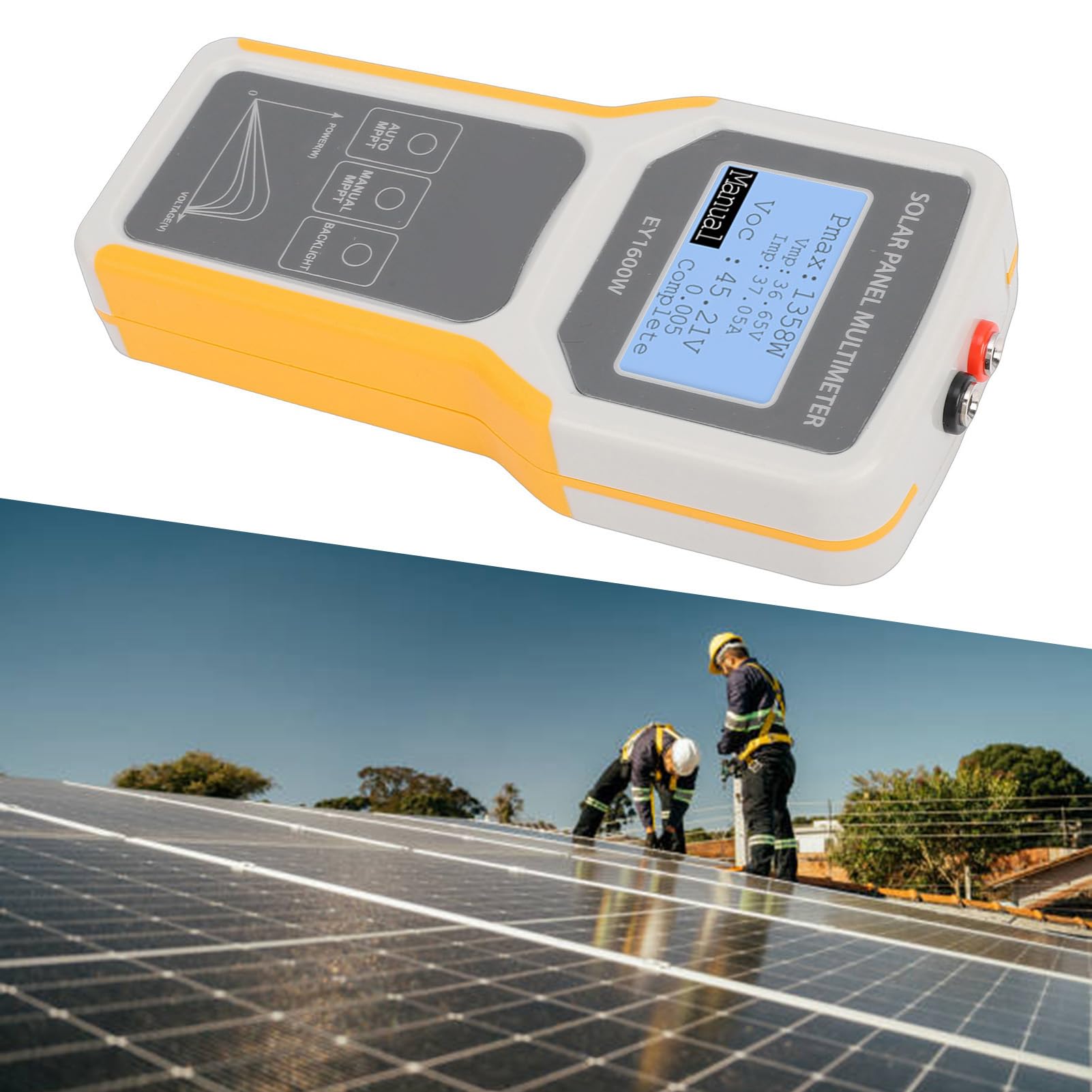 Tester per Pannelli Solari, Multimetro Fotovoltaico MPPT da 5 W A 1600 W da 0 A A 60 A con Schermo LCD e Borsa Eva, per Produttori e Utenti di Pannelli Solari