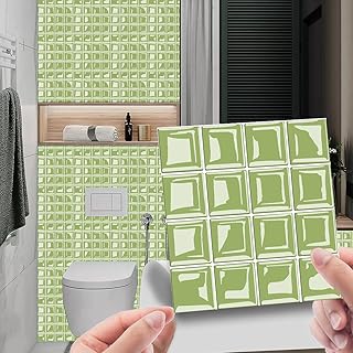 Hixingo 20 Sheet Peel and Stick Backsplash, 3D Mosaic Wallpaper Stick and Peel Waterproof Peel and Stick Floor Tiles, Peel and Stick Tile for Kitchen, Bathroom, Wall Tile (7.87x7.87,Fruit Green)