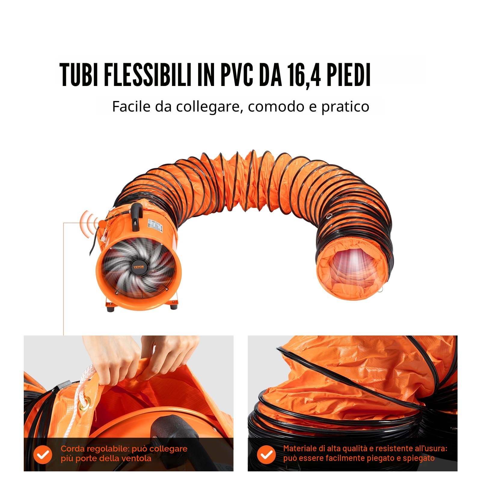 VEVOR Ventilatore di Scarico Motore 367W Estrattore d'Aria Condotto Industriale 304,8mm Tubo di Scarico 5m Volume d'Aria 2574CFM Ventilatore di Scarico per Estrarre Fumo Velocità 2800 giri/min