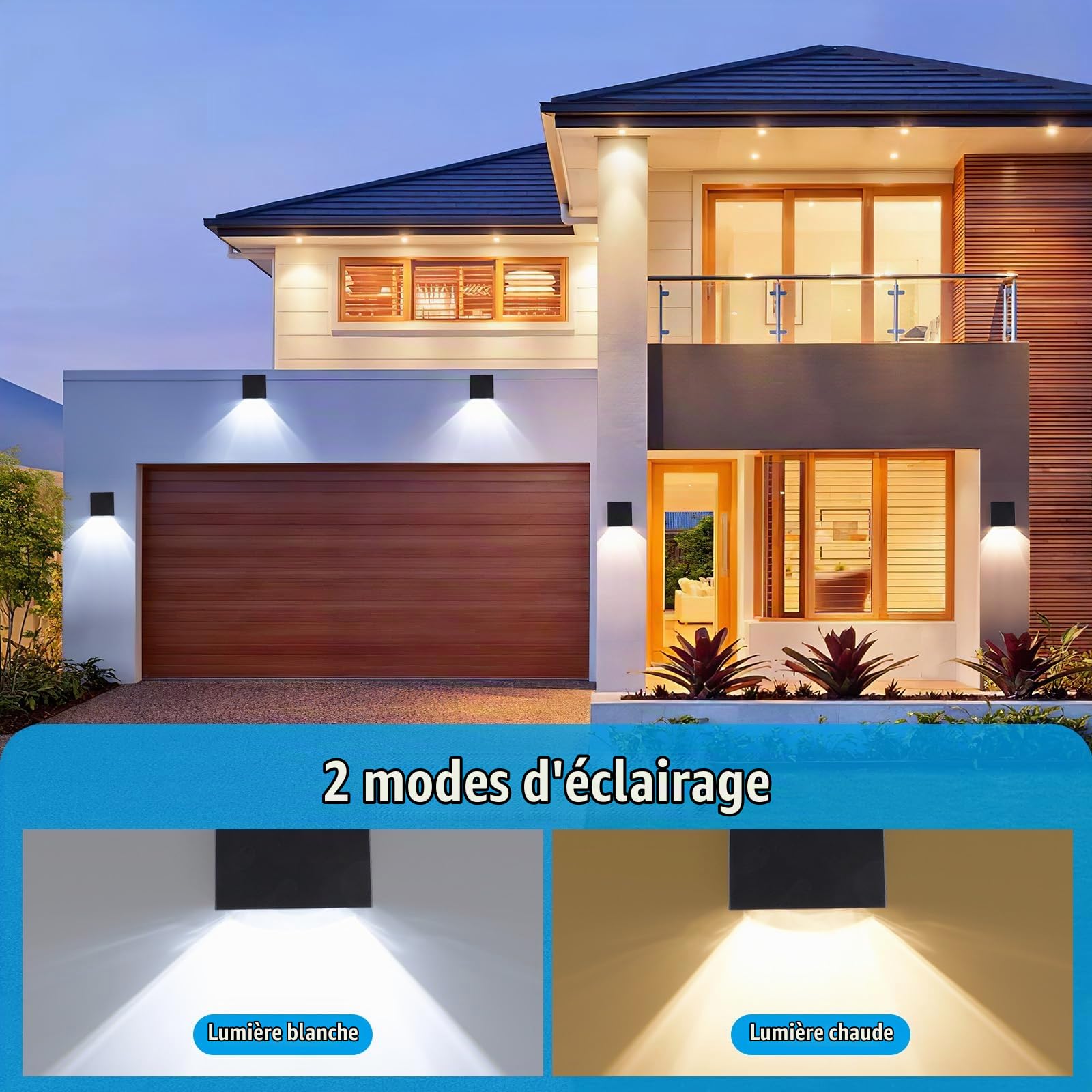 Applique Murale Solaire Extérieure, 4Pack Lampes Solaires pour Jardin Extérieur avec 2 Modes d'Éclairage, Applique Murale Étanche IP65 Lampes Solaires Lampe de Clôture pour Mur Patio Jardin Clôtures