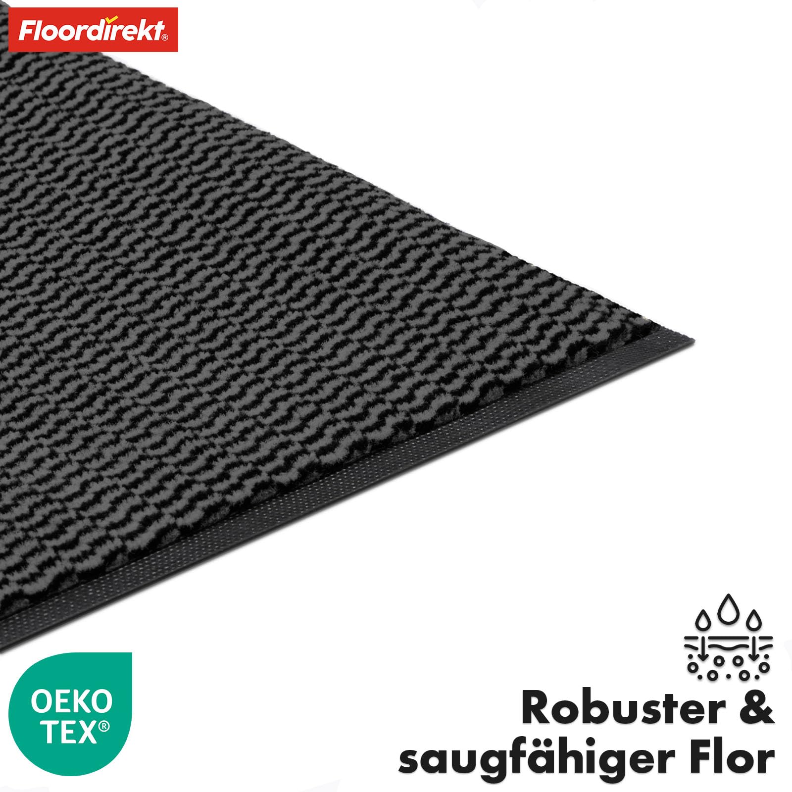 Floordirekt Premium alfombra para zona de entrada, 60x90cm Antracita, alfombra antideslizante para interior y exterior, antideslizante y lavable, alfombra de limpieza para pasillo, alfombra para