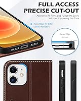 Vista 7 de SHIELDON Funda para iPhone 12 de 6.1", cartera de cuero genuino con protección magnética tipo libro, soporte con bloqueo RFID para tarjetas de Café