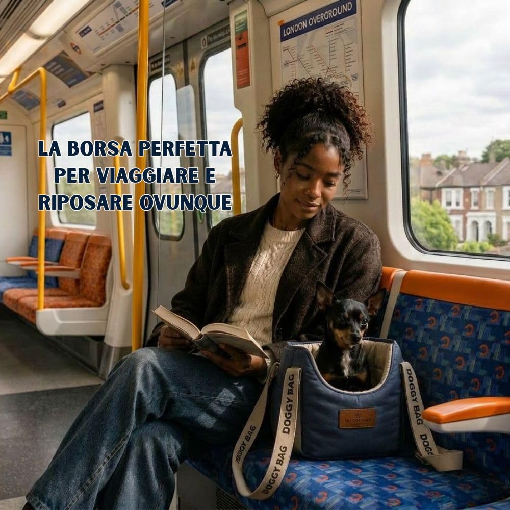 Borsa trasportino cane da viaggio 35 x 22 x 21 cm | Tails of Glory: formato compatto per cani piccoli, ideale per trasporto e spostamenti quotidiani.