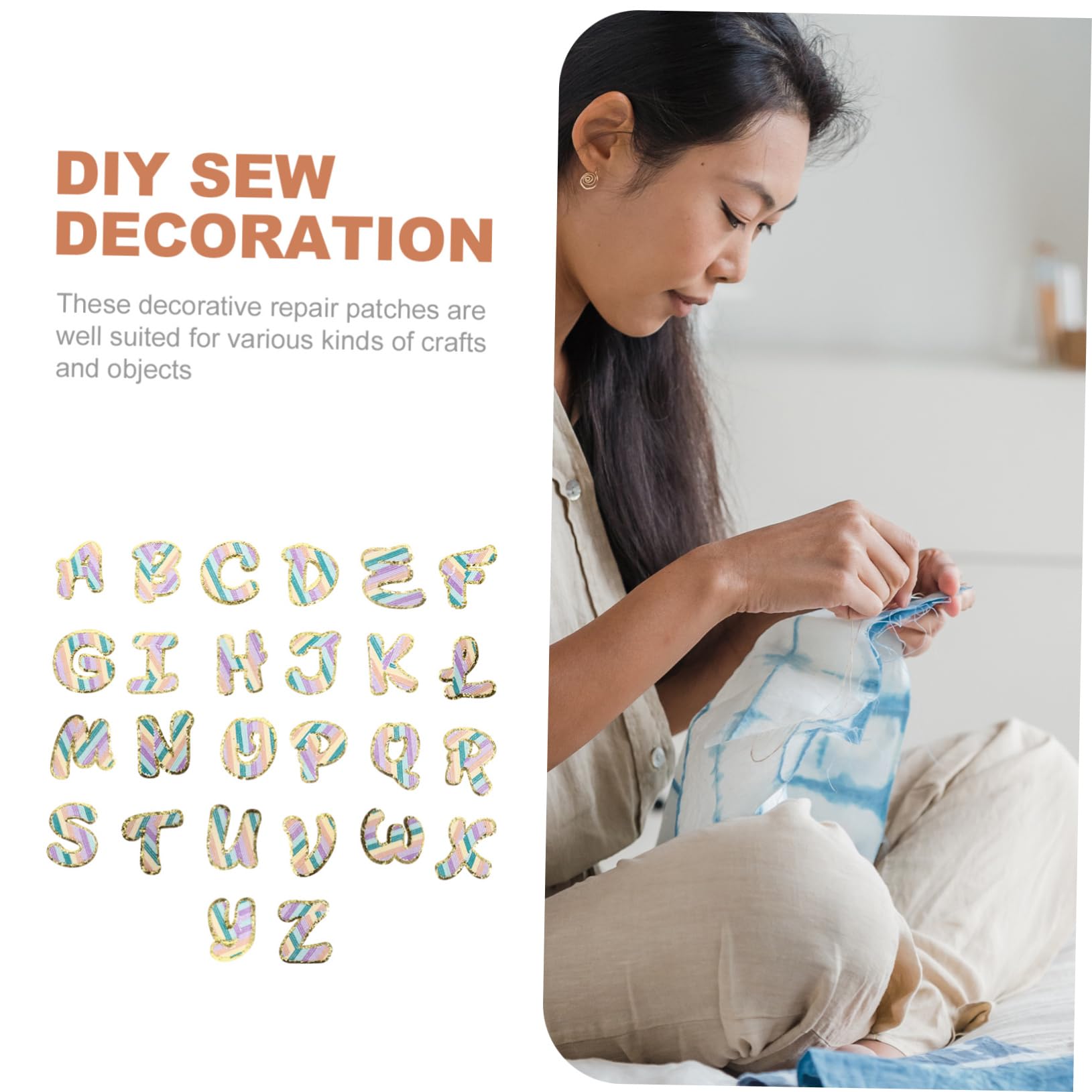 HOMSFOU 4 Set Toppe Adesive Ricamate Alfabeto Per Decorare Abbigliamento E Scarpe Per Fai Da Te E Riparazioni Colorate E Versatili Stimola La Creatività E 26 Pezzi*4