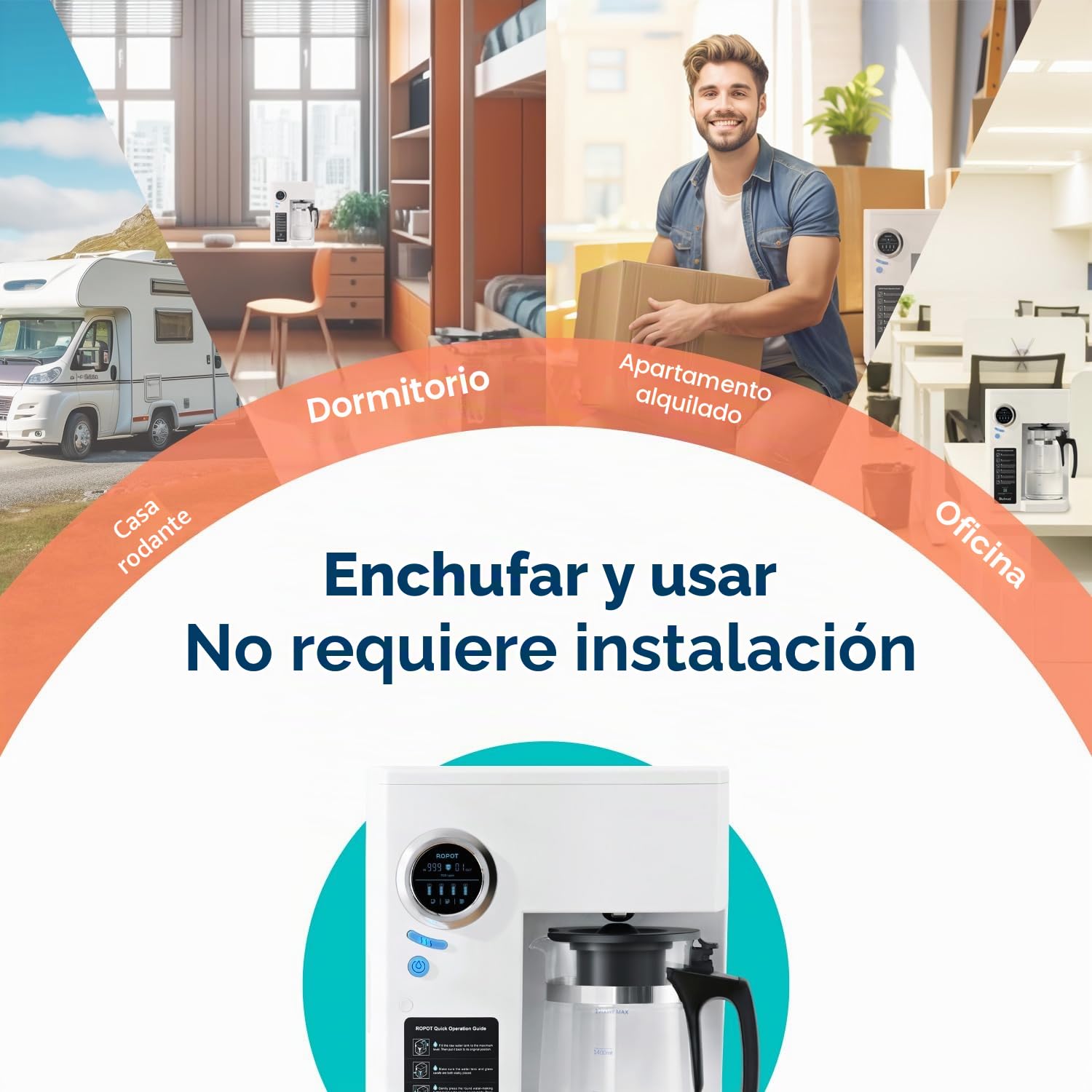 Bluevua RO100ROPOT-UV Sistema de ósmosis inversa Filtro de agua para encimera, purificación de 6 etapas con UV y remodelación, filtración de medidor de ósmosis inversa, purificador de agua portátil