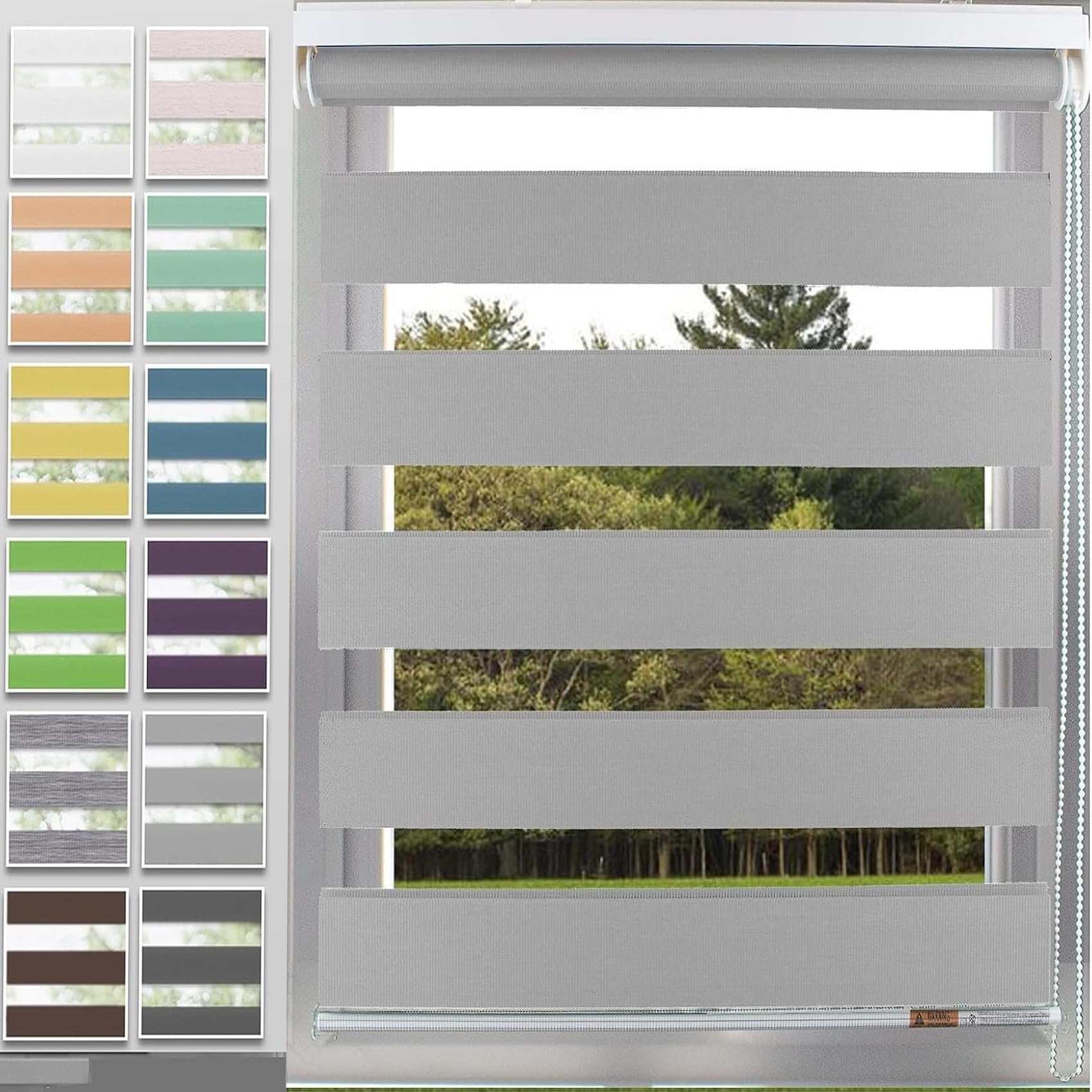 Estor Opaco y Enrollable, 65 x 250 cm Protección térmica Tela Oscurecedora Estor Enrollable Opaco, con Cadena, para Puertas y Ventanas, Gris Claro