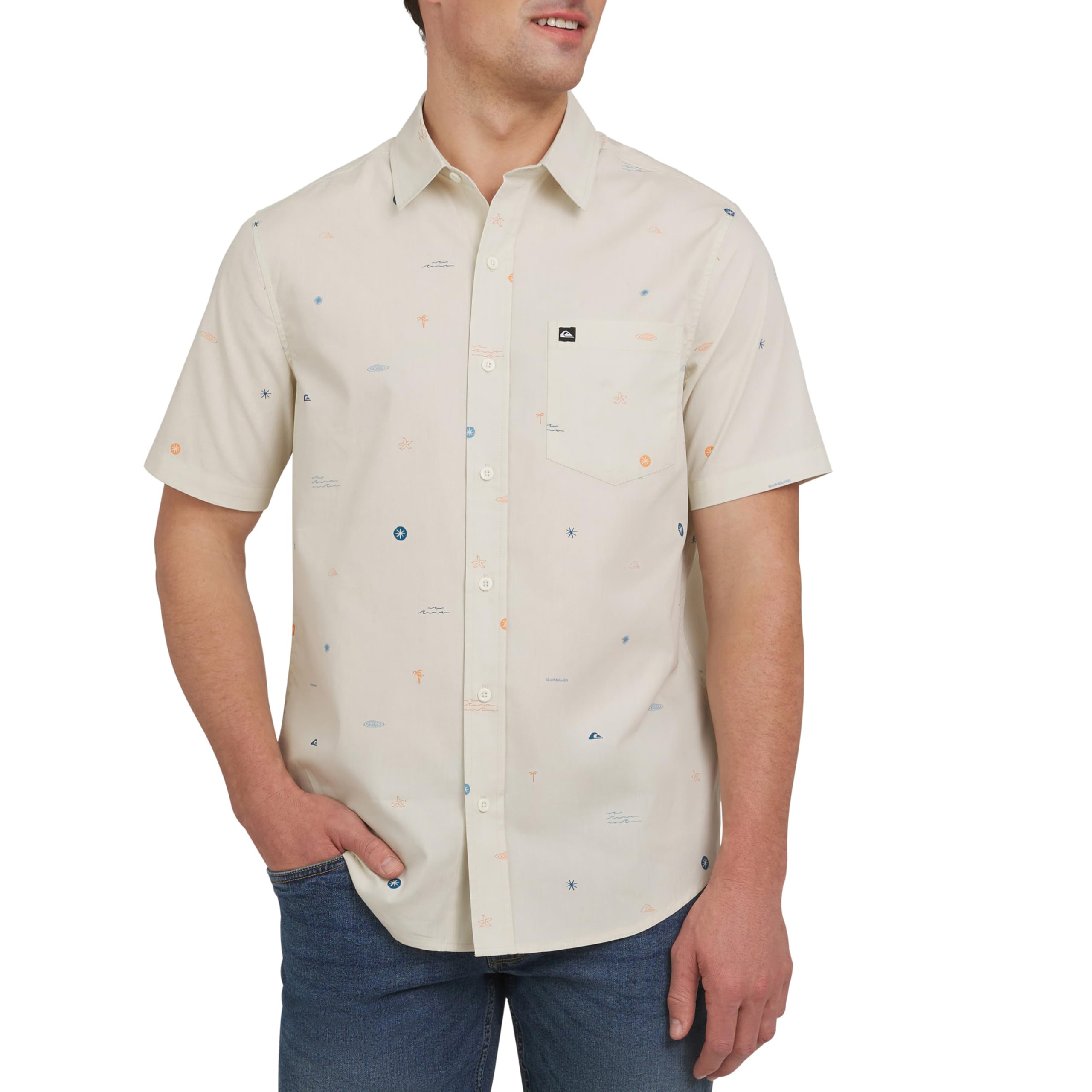 Quiksilver Premium Soft Cotton Short Sleeve Button Down Woven Shirt Camicia in Tessuto Uomo (Pacco da 1)